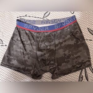 Spyder Men's Patterned Boxer Briefs with Blue Waistband